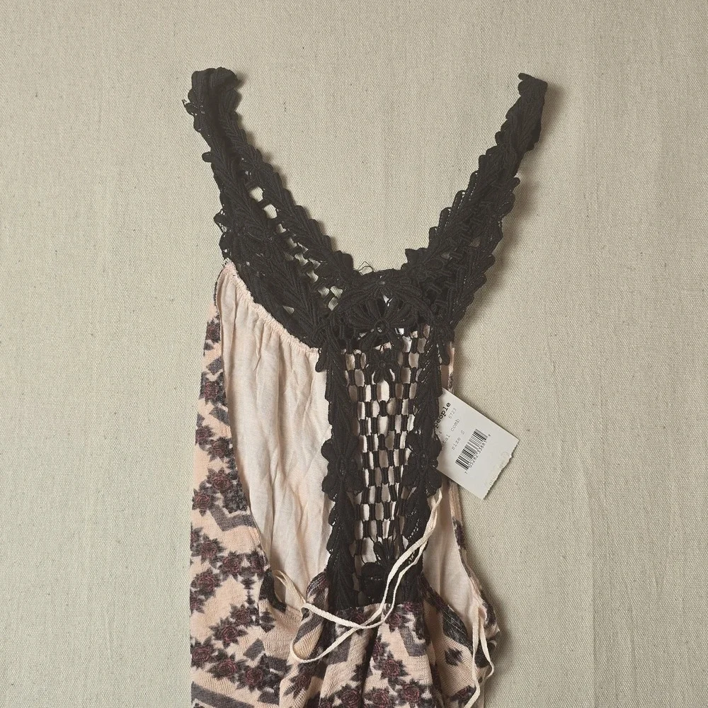 Free People‎ Beautiful Aztec Rose Design Racer Open Back Long Dress Sz S - Picture 8 of 12